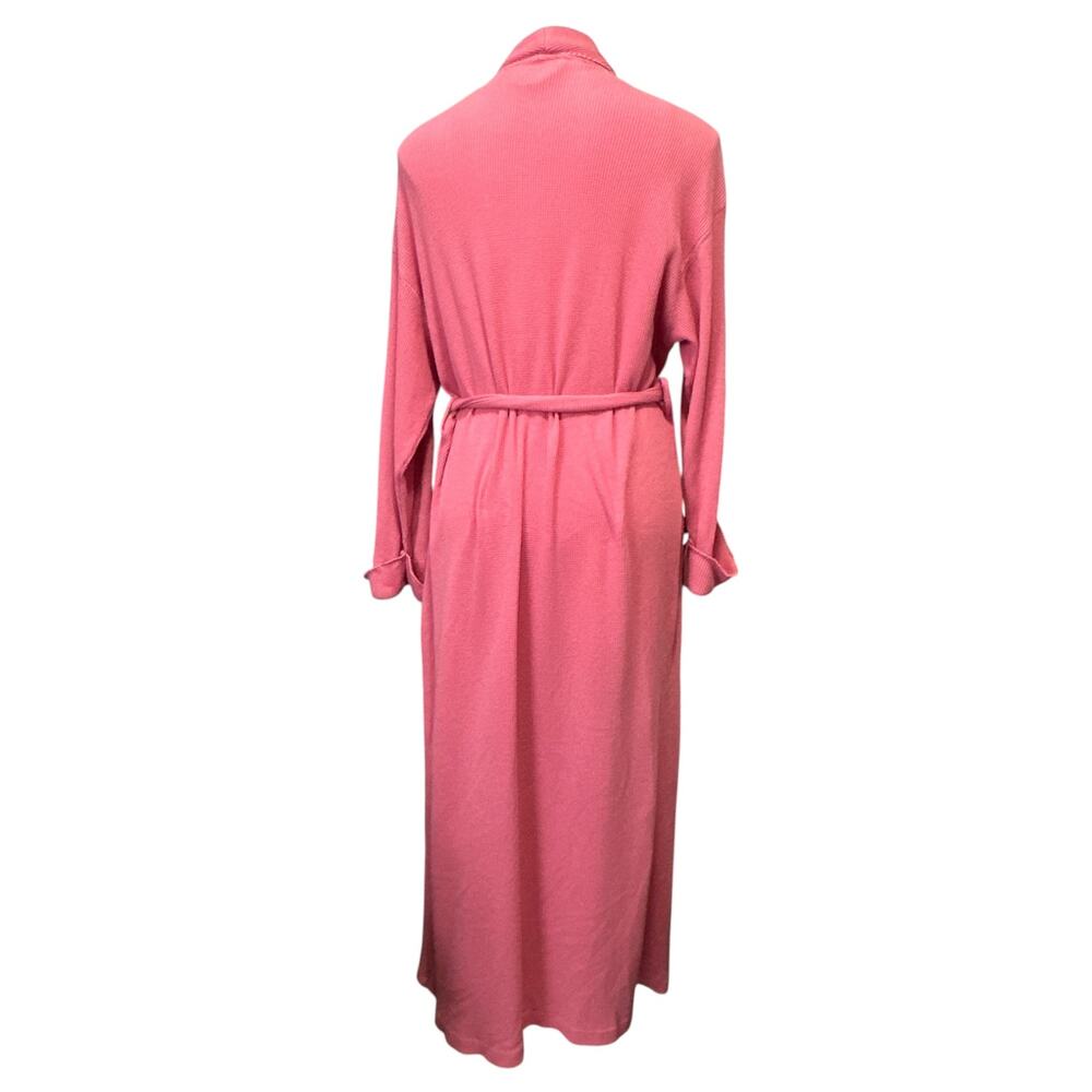 Victoria's Secret Waffle Knit Robe Coral Women Size L Belted Long Thermal Cotton - Picture 4 of 6